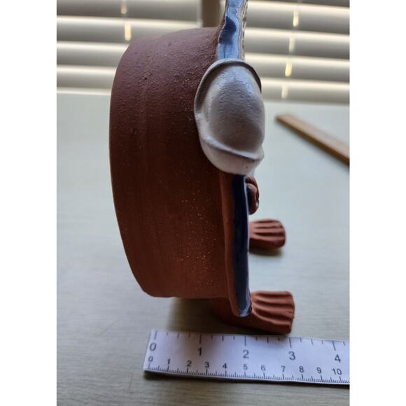 CLOCK-HANDMADE CERAMIC-Signed-Blue & Green Fish w/Feet-NO CLOCKWORKS - Picture 3 of 8